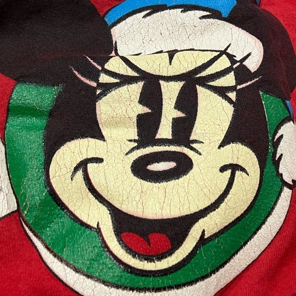 Vintage 1980s Mickey Mouse Disney Cartoon Christmas Ugly Sweatshirt - Picture 4 of 7